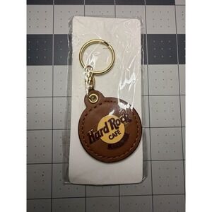Hard‎ Rock Cafe Cozumel Leather Keychain Key Fob Ring Souvenir New In Wrap Vtg